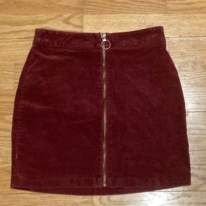 Forever 21 Red Velvet Small Zip- Up Mini Skirt